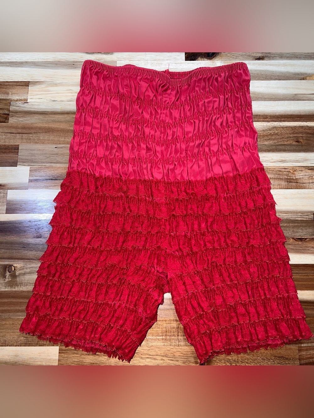 Vintage Malco Modes Sz L Red Pettipant Lace Ruffle Square Dancing Bloomers